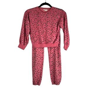 Jessica Simpson Girl's 2 Piece Pink Leopard Sweatshirt and Sweatpants Size 7/8